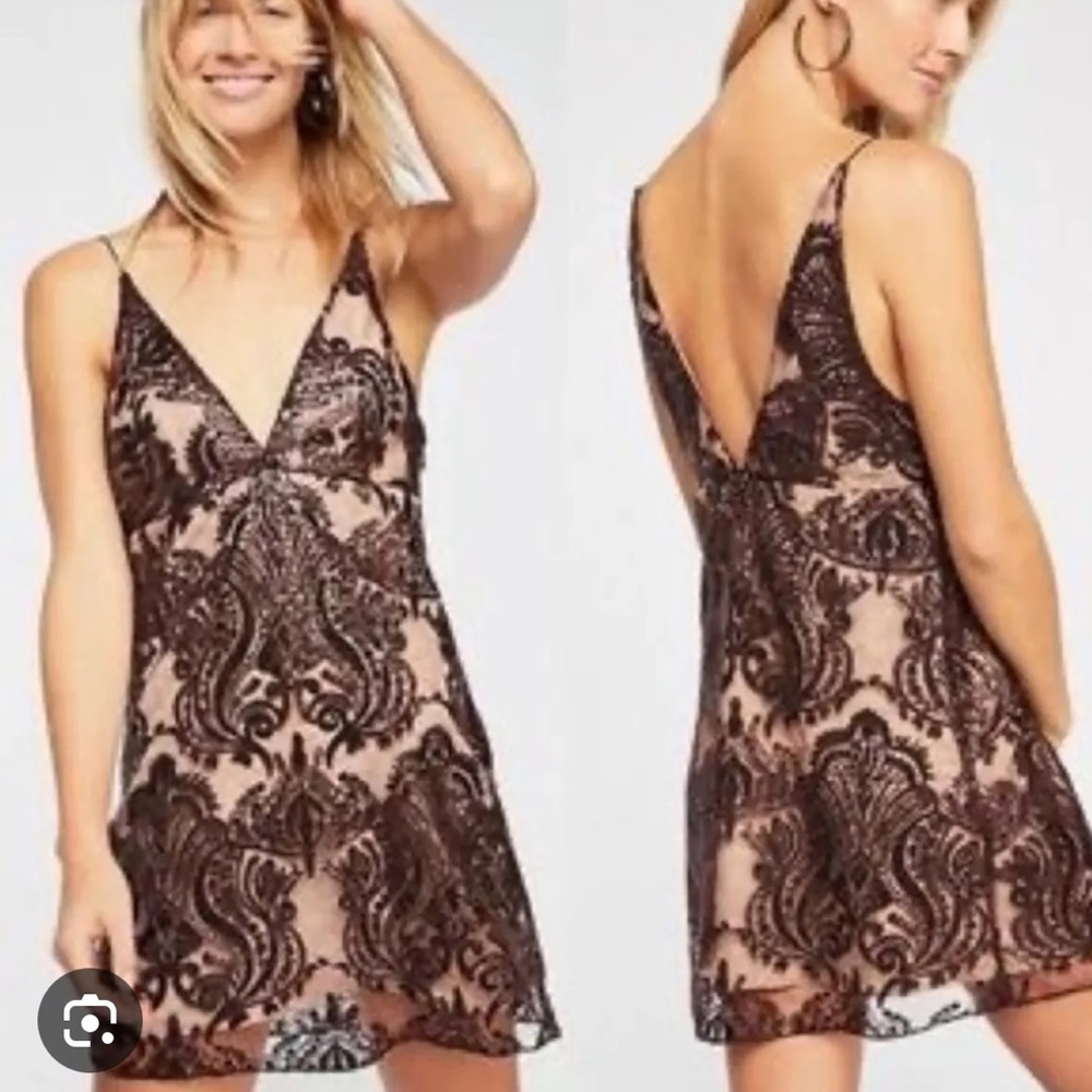 Free People Night Shimmer Brown Sequin Dress